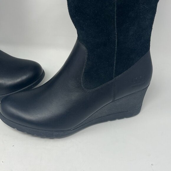 UGG Mischa Wedge Tall Boots black suede 8 women waterproof inside zip EUC - Picture 5 of 11